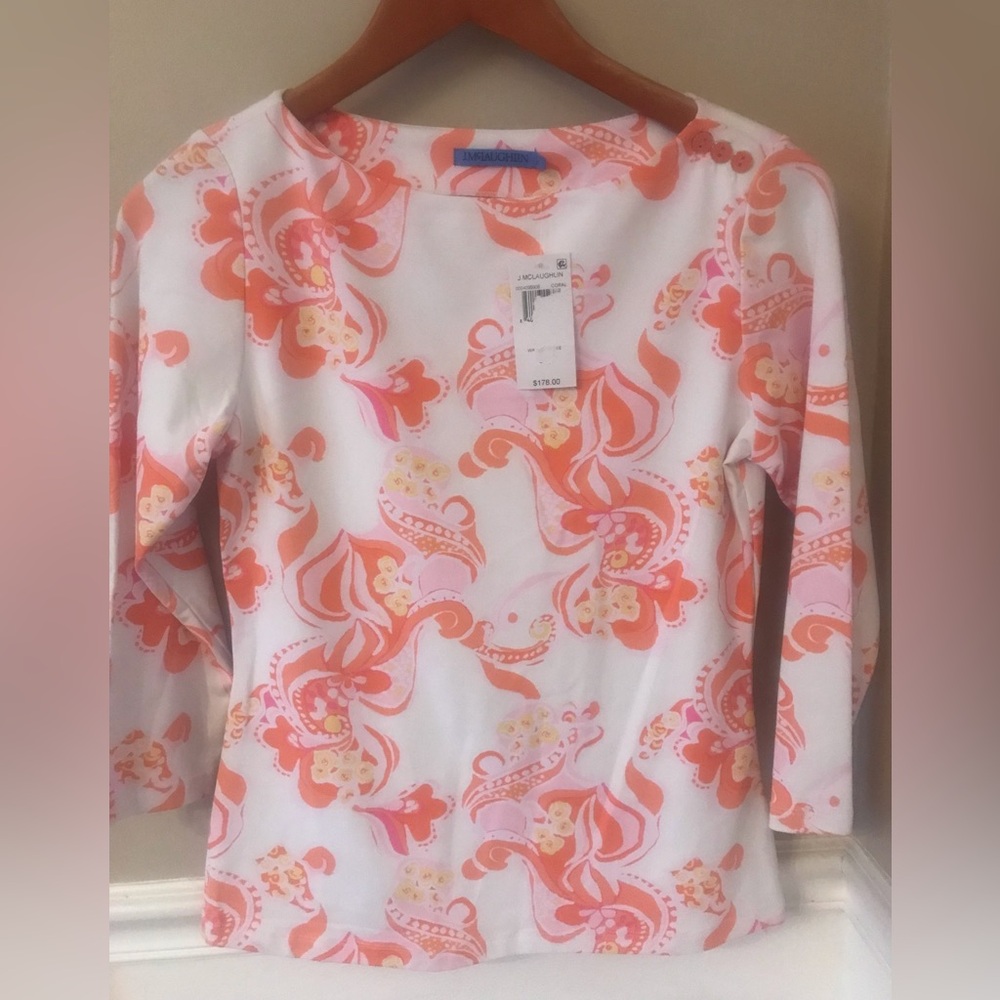 NWT J McLaughlin Wavesong Tee Orange & Pink XS
